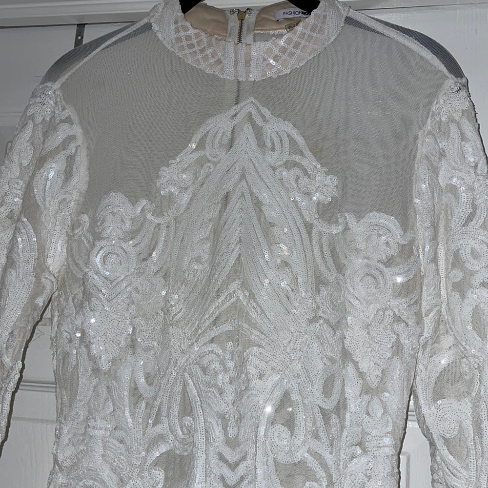 White Sequin Mini Dress